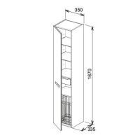Пенал левосторонний с корзиной белый матовый/белое матовое стекло KEUCO Royal Universe 32731270001
