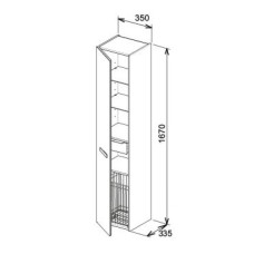Пенал левосторонний с корзиной белый матовый/белое матовое стекло KEUCO Royal Universe 32731270001