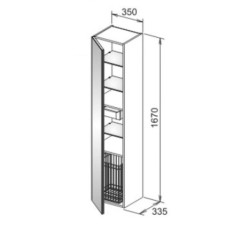 Пенал левосторонний с корзиной матовый трюфель/трюфель стекло KEUCO Royal Reflex 34031140001