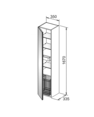 Пенал левосторонний с корзиной матовый трюфель/трюфель стекло KEUCO Royal Reflex 34031140001