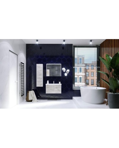 Шкаф пенал Roca Ronda 32 ZRU9303005 L подвесной Бетон Белый матовый