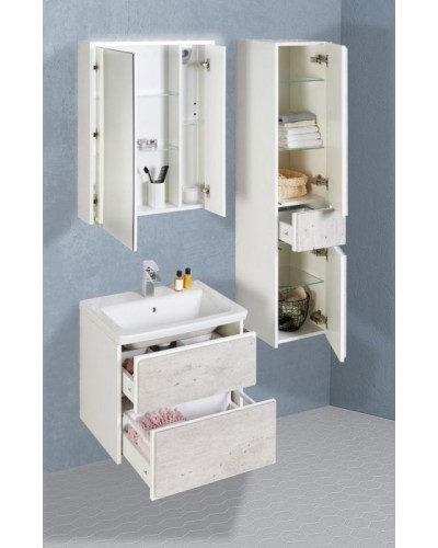 Шкаф пенал Roca Ronda 32 ZRU9303005 L подвесной Бетон Белый матовый