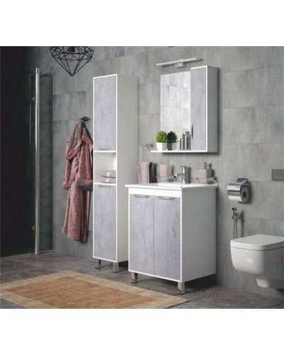 Шкаф пенал Corozo Чикаго 35 SD-00000307 Бетон Белый