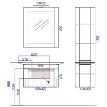 Пенал левосторонний сосна беленая Aqwella 5 Stars Symphony Sim.05.04/L/SB