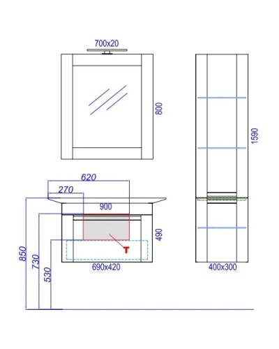 Пенал левосторонний сосна беленая Aqwella 5 Stars Symphony Sim.05.04/L/SB