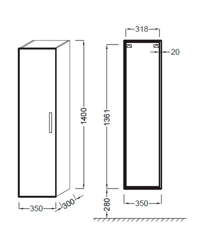 Шкаф пенал Jacob Delafon Ola 35 EB396-J5 подвесной Белый лак
