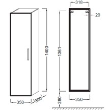 Шкаф пенал Jacob Delafon Ola 35 EB396-N14 подвесной Серый антрацит