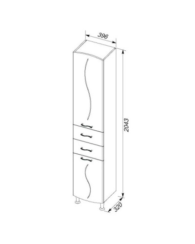 Пенал напольный левый белый Aquanet Моника 00186777