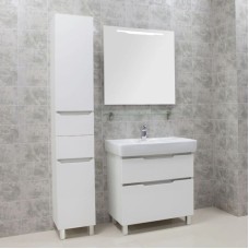 Пенал напольный белый/выбеленное дерево с бельевой корзиной Акватон Дакота 1A203203DAAY0