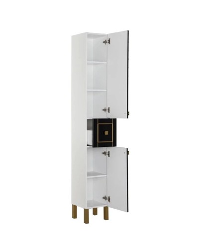 Пенал напольный правый черный/патина золото Aquanet Честер 00186094