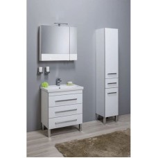 Пенал напольный белый с бельевой корзиной Aquanet Сиена 00189248