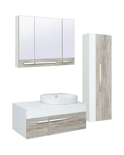 Шкаф пенал Runo Вудлайн 35 00-00001012 подвесной Дуб скандинавский Белый