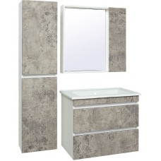 Шкаф пенал Runo Манхэттен 35 00-00001020 подвесной Серый бетон Белый