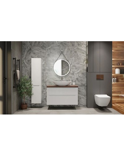 Шкаф пенал Jorno Wood 33 Wood.04.150/P/W подвесной Белый