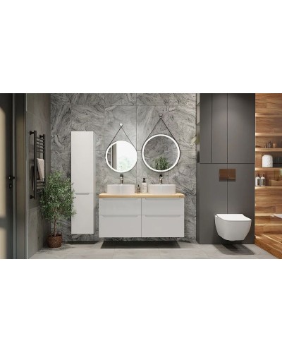 Шкаф пенал Jorno Wood 33 Wood.04.150/P/W подвесной Белый