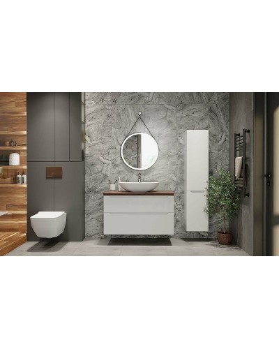 Шкаф пенал Jorno Wood 33 Wood.04.150/P/W подвесной Белый