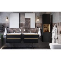 Шкаф пенал Excellent Tuto 40 MLEX.0201.400.BKBL подвесной Черный матовый Дуб