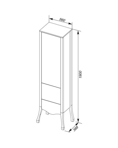 Пенал напольный черный/золото Aquanet Виктория 00183923