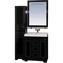 Bella - 35  Пенал с 2 ящ / Б/К лев. черный с кристаллами