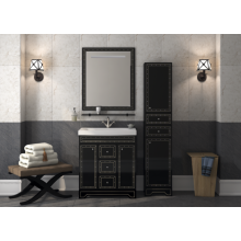 Bella - 35  Пенал с 2 ящ / Б/К лев. черный с кристаллами