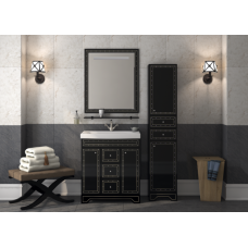 Bella - 35  Пенал с 2 ящ / Б/К лев. черный с кристаллами