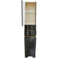 Bella - 35  Пенал с 2 ящ / Б/К лев. черный с кристаллами