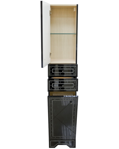 Bella - 35  Пенал с 2 ящ / Б/К лев. черный с кристаллами