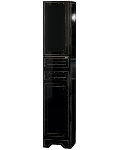 Bella - 35  Пенал с 2 ящ / Б/К лев. черный с кристаллами