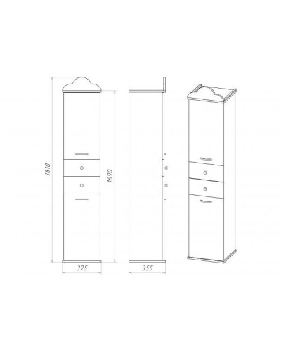 Roma Пенал - 35 лев. с 2 ящ.бежевый патина