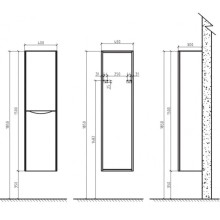 Пенал подвесной левый белый ясень BelBagno Ancona-N ANCONA-N-1500-2A-SC-BF-L