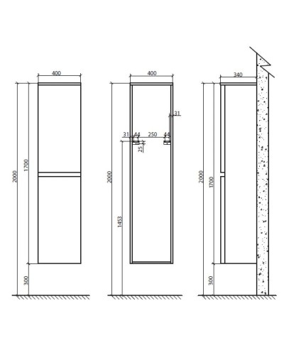 Пенал подвесной левый белый глянец BelBagno Energia-N ENERGIA-N-1700-2A-SC-BL-L