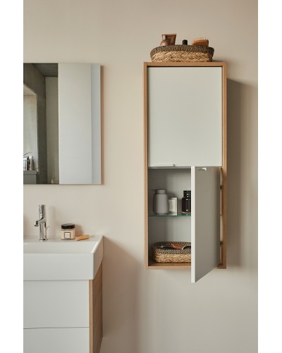 Шкаф пенал Jacob Delafon Vivienne 40 EB1587-E52-F30 подвесной Белый сатин Дуб табак