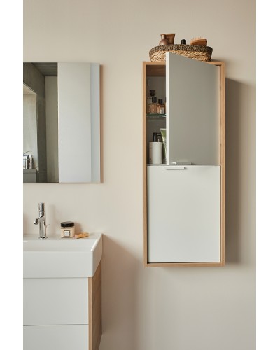 Шкаф пенал Jacob Delafon Vivienne 40 EB1587-E52-F30 подвесной Белый сатин Дуб табак