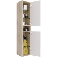 Шкаф пенал Dreja Perfecto 35 99.0814 подвесной Дуб эврика Белый