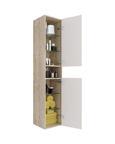 Шкаф пенал Dreja Perfecto 35 99.0814 подвесной Дуб эврика Белый