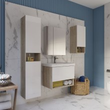 Шкаф пенал Dreja Perfecto 35 99.0814 подвесной Дуб эврика Белый