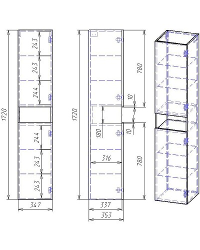 Шкаф пенал Dreja Perfecto 35 99.0814 подвесной Дуб эврика Белый
