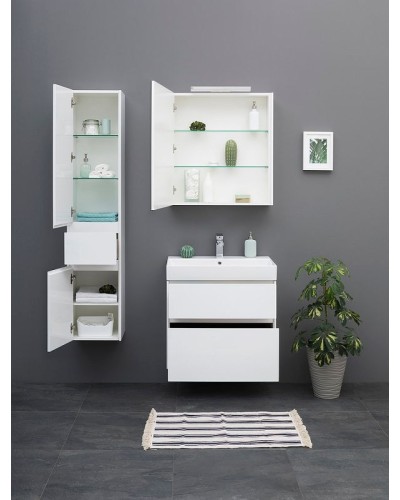 Шкаф пенал Aquanet Бруклин 35 L 209827 подвесной Белый