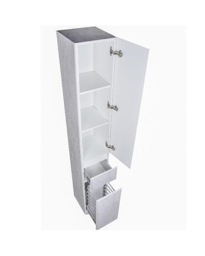 Шкаф пенал Style Line Атлантика 30 Люкс Plus СС-00002277 с бельевой корзиной Бетон крем