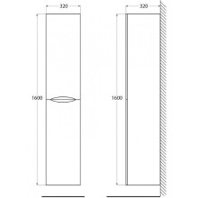 Шкаф пенал BelBagno 32 ACQUA-1600-2A-SC-BL-P подвесной Bianco Lucido