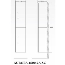 Шкаф пенал BelBagno Aurora 33 AURORA-1600-2A-SC-BL-P-R подвесной Bianco Lucido без ручек