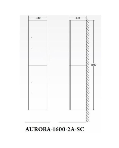 Шкаф пенал BelBagno Aurora 33 AURORA-1600-2A-SC-BL-P-R подвесной Bianco Lucido без ручек