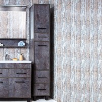 Шкаф пенал Бриклаер Чили 35 4627125415197 с бельевой корзиной Цемент