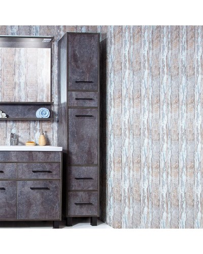 Шкаф пенал Бриклаер Чили 35 4627125415197 с бельевой корзиной Цемент