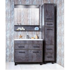 Шкаф пенал Бриклаер Чили 35 4627125415197 с бельевой корзиной Цемент