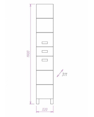 Шкаф пенал Onika Балтика 32.11 403214 Белый