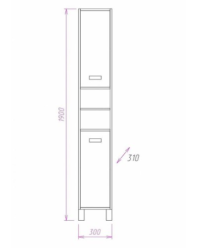 Шкаф пенал Onika Гамма 30.10 403042 Венге луизиана Ясень шимо светлый