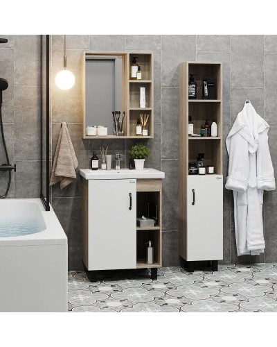 Шкаф пенал Onika Тимбер 30.01 403066 Белый матовый Дуб сонома