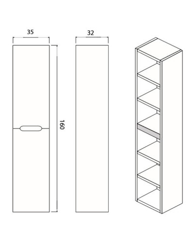 Шкаф пенал Creto Malibu 35 7-1035C подвесной Chocolate