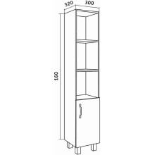 Шкаф пенал Grossman Флай 30 R 303001 Дуб сонома Белый